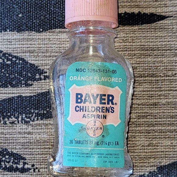 COPY - Vintage Bayer Children's Aspirin Glass Bottle - Picture 2 of 6